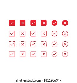  Marca de verificación roja y cruz roja