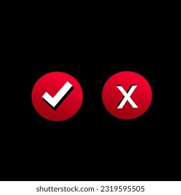 red check mark and cross, true or false button? web or app icon