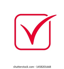 Red check mark icon in a box. Designed for web and software interfaces
