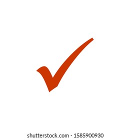 Red Check mark icon. Flat design style. Stock vector illustration isolated on white background.