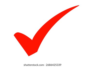 Red check mark icon on a white background for approval concept