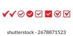 Red check mark icon. Check mark vector icon. Checkmark Illustration. Vector symbols set ,green checkmark isolated on white background. Correct vote choise isolated symbol.