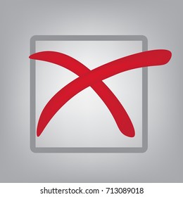red check mark no, x, cross icon- vector illustration