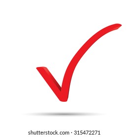 Red check mark on white background