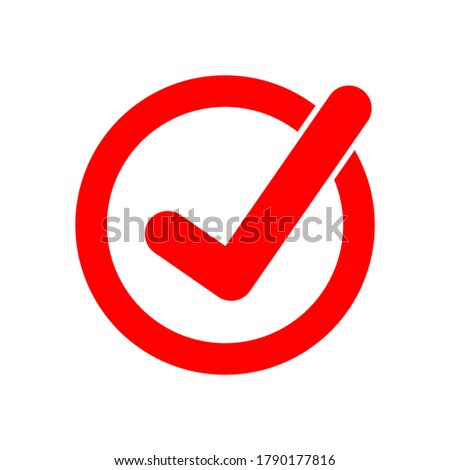 red check mark sign on red circle isolated on white background. vector illustration