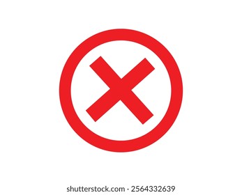 Red check mark and wrong buttons  icon, cross mark icon. Vector illustration