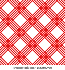 Red check pattern. Texture for plaid, tablecloths, clothes, shirts, dresses, paper, bedding, blankets, quilts and other textile products. Vector illustration EPS 10