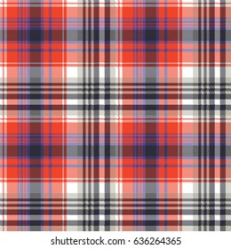 Red check pixel plaid seamless pattern. Vector illustration.