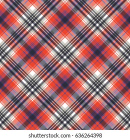 Red check pixel plaid seamless pattern. Vector illustration