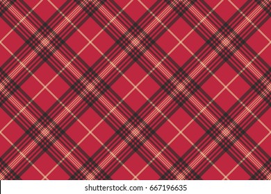 Red check plaid tartan seamless pattern. Vector illustration.