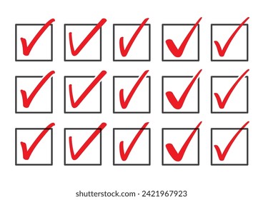 Red checkbox simple icon set