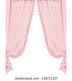 Red Checked Curtain In French Style