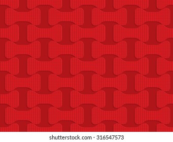 Red checkered bolts.Seamless geometric background. 3D layered and textured pattern with realistic shadow and cut out effect.