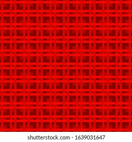 Red Red checkered fabric seamless pattern. A cell of thin intersecting lines. Vector stock repeating background for surface design.