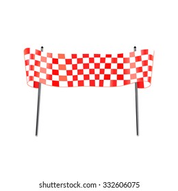 Red checkered flag racing gates. Flag vector isolated on white