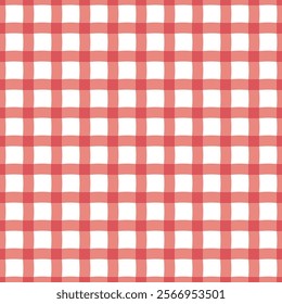 red checkered pattern on a white background with soft wavy lines. A stylish and modern pattern, perfect for textiles, packaging, and backgrounds