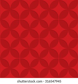 Red checkered pointy four foils.Seamless geometric background. 3D layered and textured pattern with realistic shadow and cut out effect.