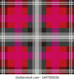 Impresión roja a cuadros.Patrón geométrico impecable. Plantilla para pantalones, bufandas, mantas, vestidos. Colección textil retro.