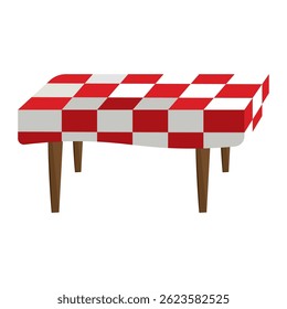Red checkered table cloth. Vector illustration