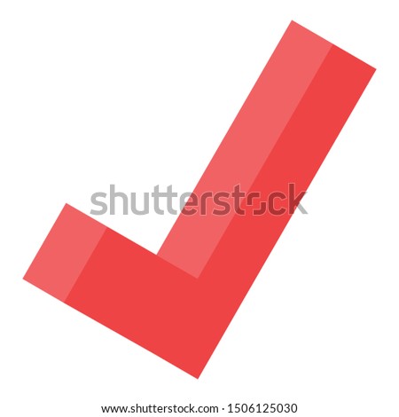 Red checkmark icon. Isometric of red checkmark vector icon for web design isolated on white background