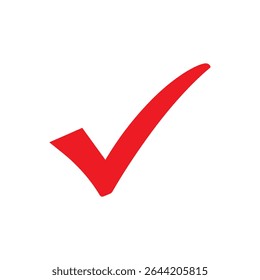 Diseño de ilustración plana de Vector de silueta de icono de marca de verificación roja.