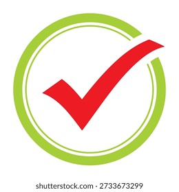 Red checkmark symbol within a green circular border