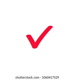 Red checkmark. Tick icon isolated on white background. Vector
