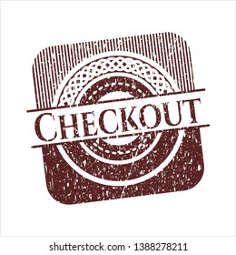 Red Checkout distressed grunge stamp