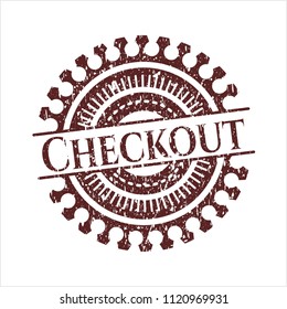 Red Checkout distressed rubber stamp with grunge texture
