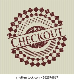 Red Checkout rubber grunge texture stamp