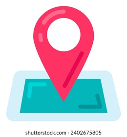 Red checkpoint sign on tablet screen. Route tracking, modern navigation technology. GPS navigation of vehicles and pedestrians in city by electronic devices. Simple Flat vector isolated on white