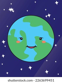 red cheeks of the earth and sweet smile with sparkling stars