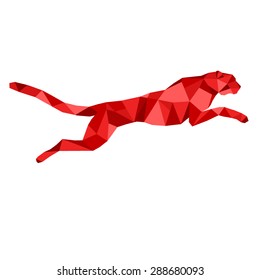 Red cheetah stylized triangle polygonal model
