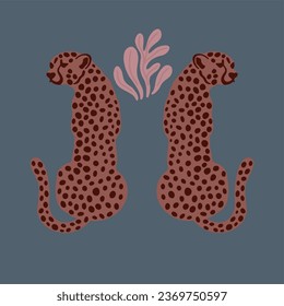 red cheetah vector on blue background 