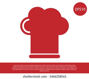 Red Chef hat icon isolated on white background. Cooking symbol. Cooks hat.  Vector Illustration