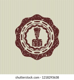 Red chef icon inside distressed grunge seal