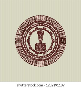 Red chef icon inside distressed rubber grunge seal