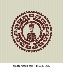 Red chef icon inside grunge seal