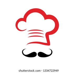 red chef's hat with a mustache