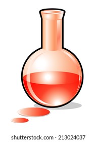 Red chemical in beaker vector