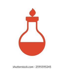Red Chemistry Flask Icon Science Experiment Lab Research