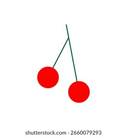 Cerezas rojas. Ilustración de la baya dulce. Gráfico de comida saludable. Vector postre natural.