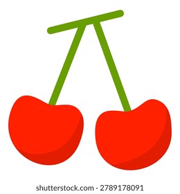 Red cherries with green stalk