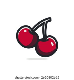 Red cherries hang juicy isolated still
