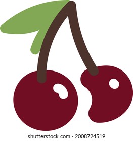 Red cherries, illustration, vector on a white background.