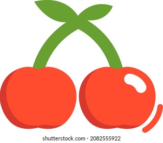 Red cherries, illustration, vector, on a white background.