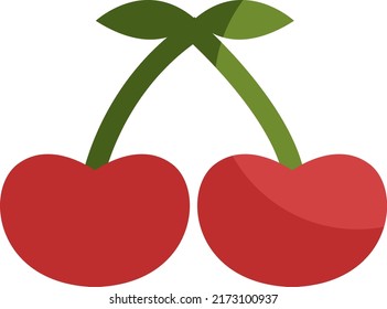 Red cherries, illustration, vector on a white background.
