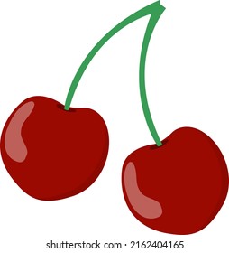 cerezas rojas aisladas en fondo blanco, ilustración vectorial de diseño plano
