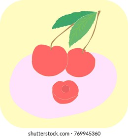 red cherries and leaves