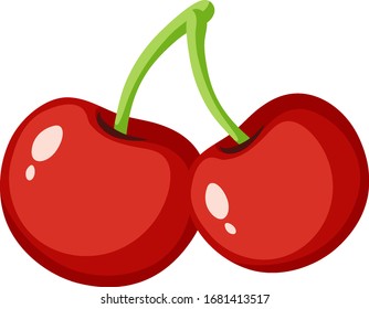 Red cherries on white background illustration